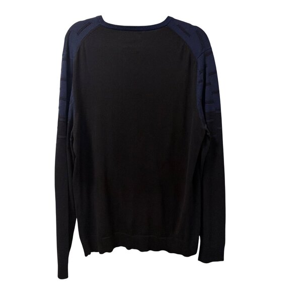 Alfani Mens V-Neck Blue & Black Textured Sweater Sz L 100% Cotton sweater. NWOT - Picture 11 of 12